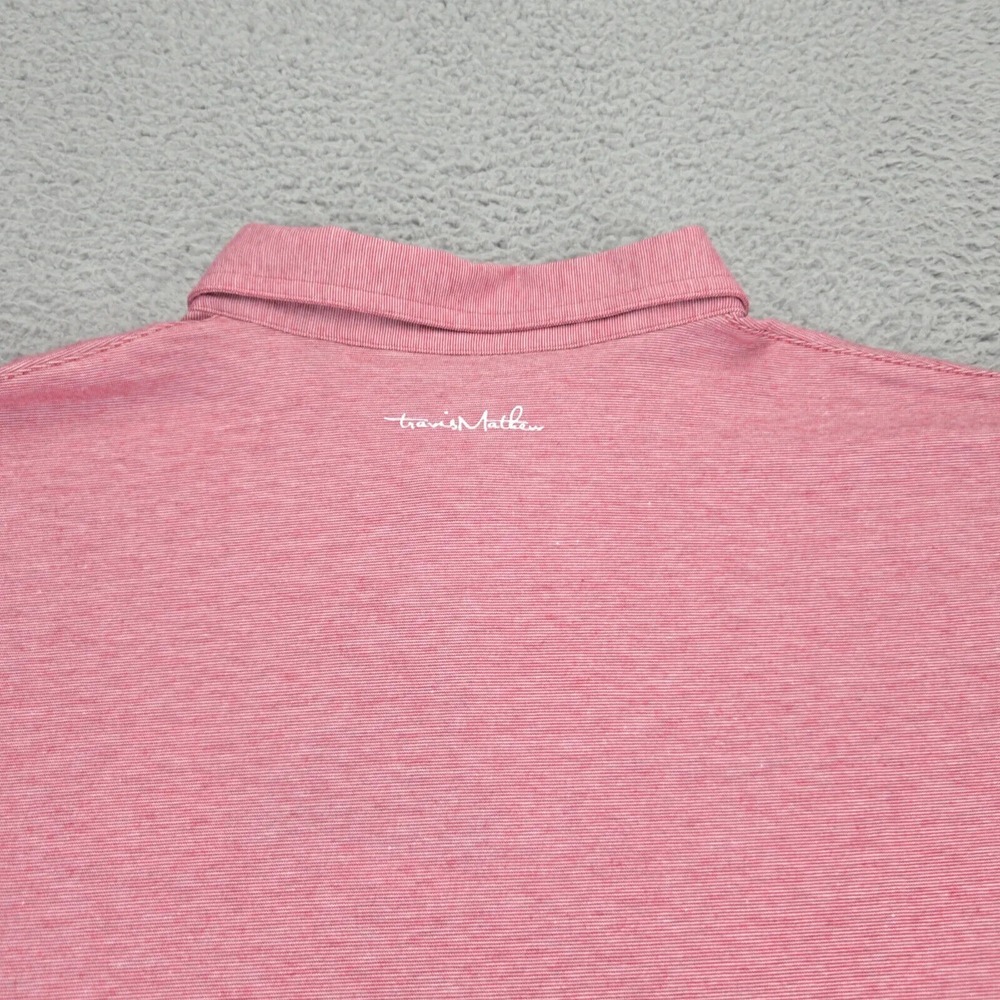 Travis Mathew Shirt Mens XXL Pink Heather Performance Golf‎ Polo Short Sleeve - Picture 4 of 15